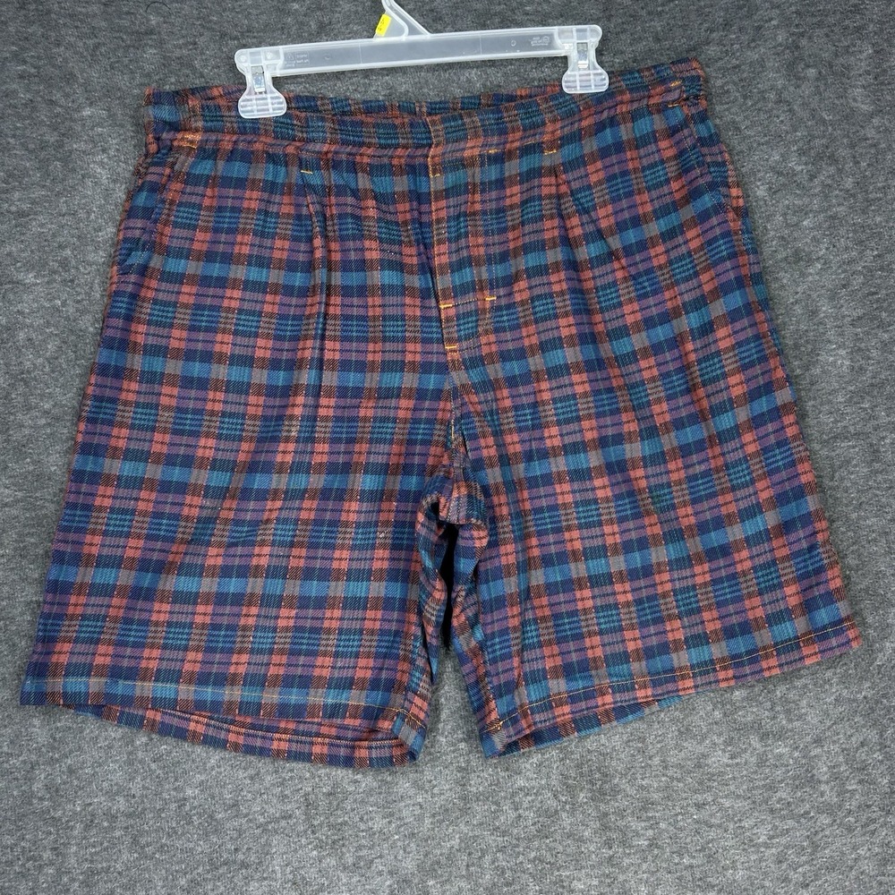Vintage Quiksilver Shorts Mens L Plaid Skater Surfer Cotton Drawstring 9" inseam